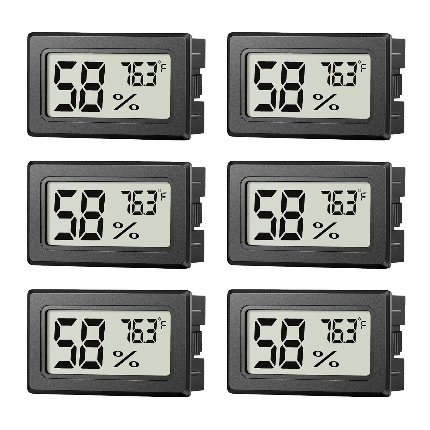 6 Pack Mini Hygrometer Indoor Humidity Meter, Small Digital Thermometer Humidity Gauge Meter, Indoor Thermometer Hygrometer Monitor Fahrenheit (℉) For Thermostat Reptile Tank, Mason Jars