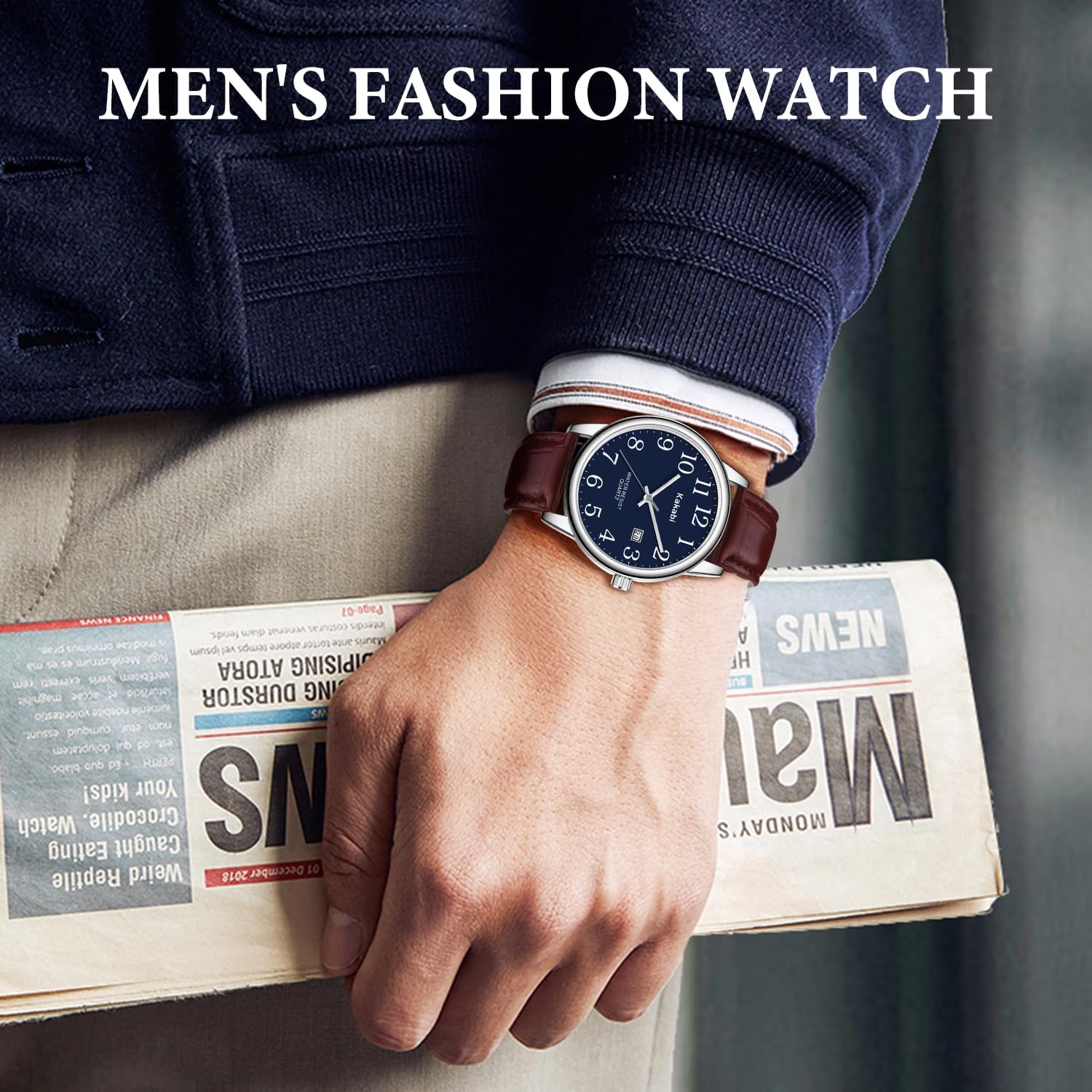 Watch For Men, Easy Reader Unisex Analog Quartz Waterproof Wristwatch With Date And Leather Band, Casual Simple Fashion Mens Watches Gift