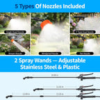 Battery Powered Backpack Sprayer 4 Gallon, 21V 2.6Ah Electric Weed Pump Sprayer With 6 Nozzles, Telescopic Wand (Stainless Steel + Plastic) For Garden Weed Lawn Yard Clean, Charger Included