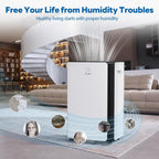 Freaire 54Pint Dehumidifier For 4500Sq.Ft, Compressor Dehumidifiers For Home, Front Humidity Value Display&Quiet Dehumidifier For Basement, Bedroom, Bathroom, With Drain Hose, 1.13 Gallon Water Tank