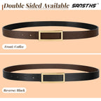 SANSTHS Skinny Reversible Belts for Women, Two-in-one Women Thin Belt for Dresses Jeans Pants with Gold Buckle
