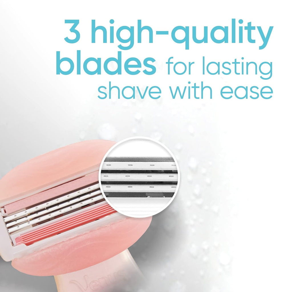 Gillette Venus Mini On The Go Women's Razor Handle with 3 ComfortGlide White Tea Scent Blade Refills + 1 Travel Case