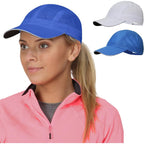 TrailHeads Women's Race Day Performance Running Cap, Lightweight & Quick Drying Mesh Sports Hat with Reflective Trim White-cool Blue