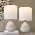 Set Of 2 Ceramic Table Lamp For Bedroom, Small Table Lamp White Farmhouse Rustic Lamp Set Bedside Table Lamps For Nightstand Side Table Lamps For Living Room, 13.7In
