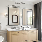 2-Pack Black Bathroom Mirrors For Over Sink 24 X 36 Inch, Metal Frame Rectangle Wall Mirror, Modern Farmhouse Vanity Mirror, Wall Mounted