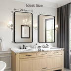 USHOWER 2-Pack Black Bathroom Mirrors for Over Sink 24 x 36 Inch, Metal Frame Rectangle Wall Mirror, Modern Farmhouse Vanity Mirror, Wall Mounted