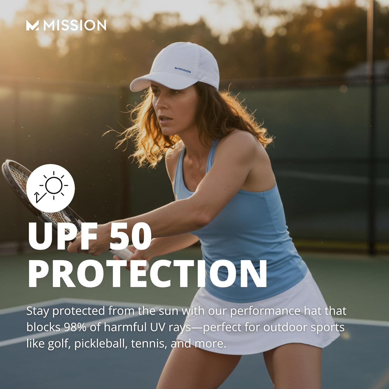MISSION Cooling UPF Performance Hat - Unisex One Size Cap for Workouts, Golf & Running - Sweat & Water Activated Technology