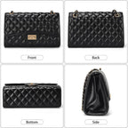 Quilted Leather Crossbody Bags For Women Trendy Ladies Shoulder Purse Satchel Handbag With Chain Strap