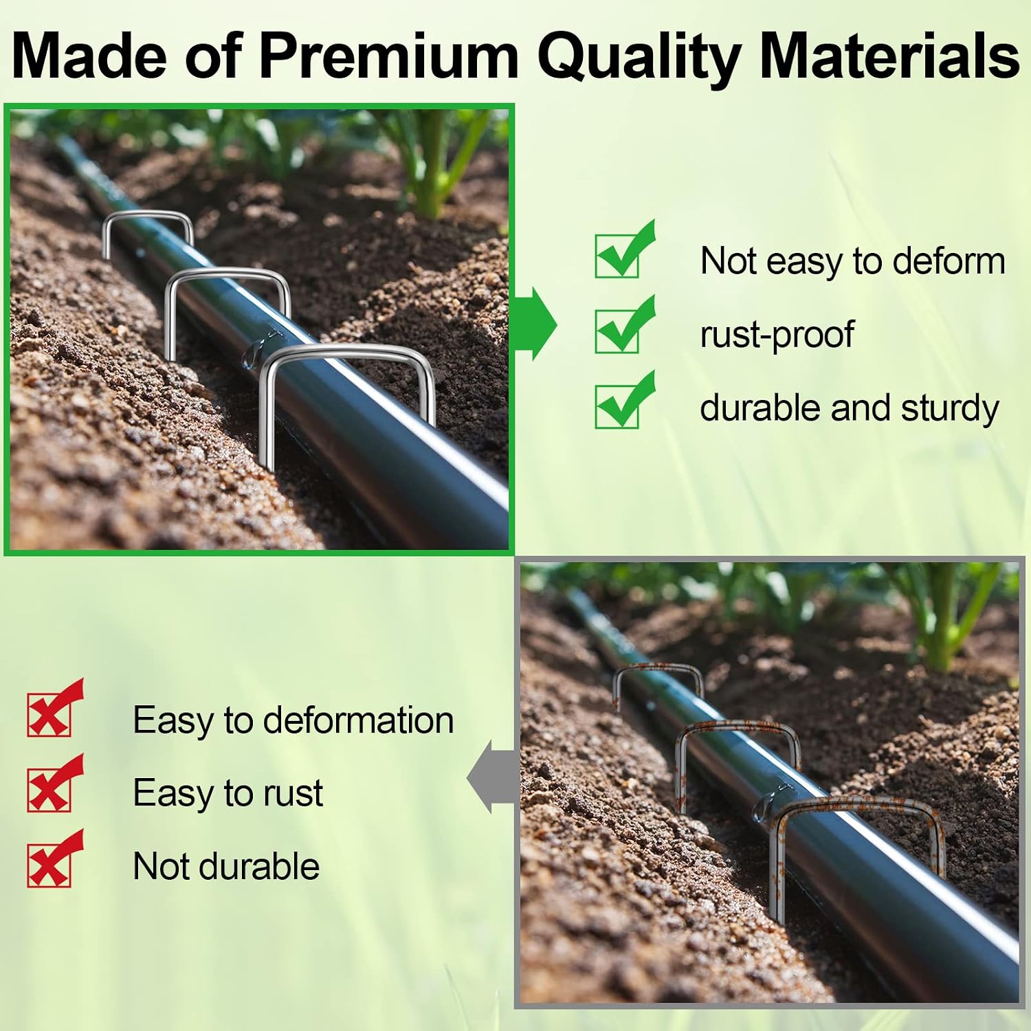 24 Pack Garden Stakes, U-Shaped Tent Stakes, Galvanized Landscape Staples, Ground Stakes, For Landscaping Securing Weed Barrier Fabric, Irrigation Tubing, Holding Fence, Tarpaulin
