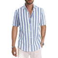 Jmierr Men'S Casual Stylish Short Sleeve Button-Up Striped Dress Shirt Cotton Beach Shirts
