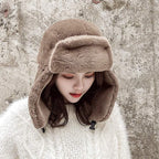 Adults Winter Cozy Plush Ushanka Russian Hat Windproof Full Hood Earflap Hat Warm Cold Proof Ski Hunting Cycling Trapper Hats