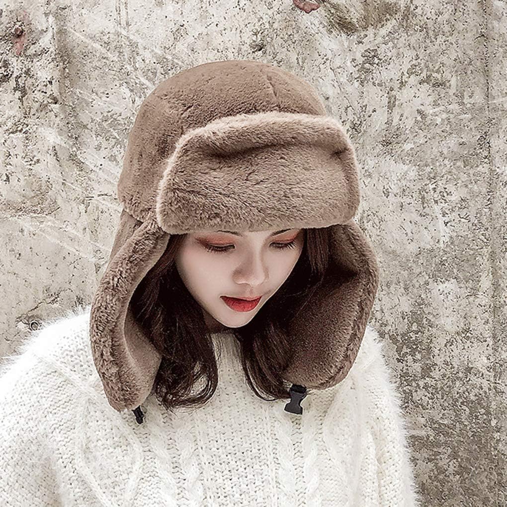 Adults Winter Cozy Plush Ushanka Russian Hat Windproof Full Hood Earflap Hat Warm Cold Proof Ski Hunting Cycling Trapper Hats