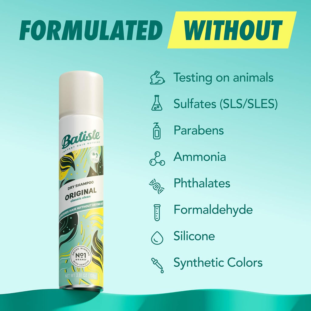 Batiste Dry Shampoo, Waterless shampoo, Original, 3.81oz, Pack of 3