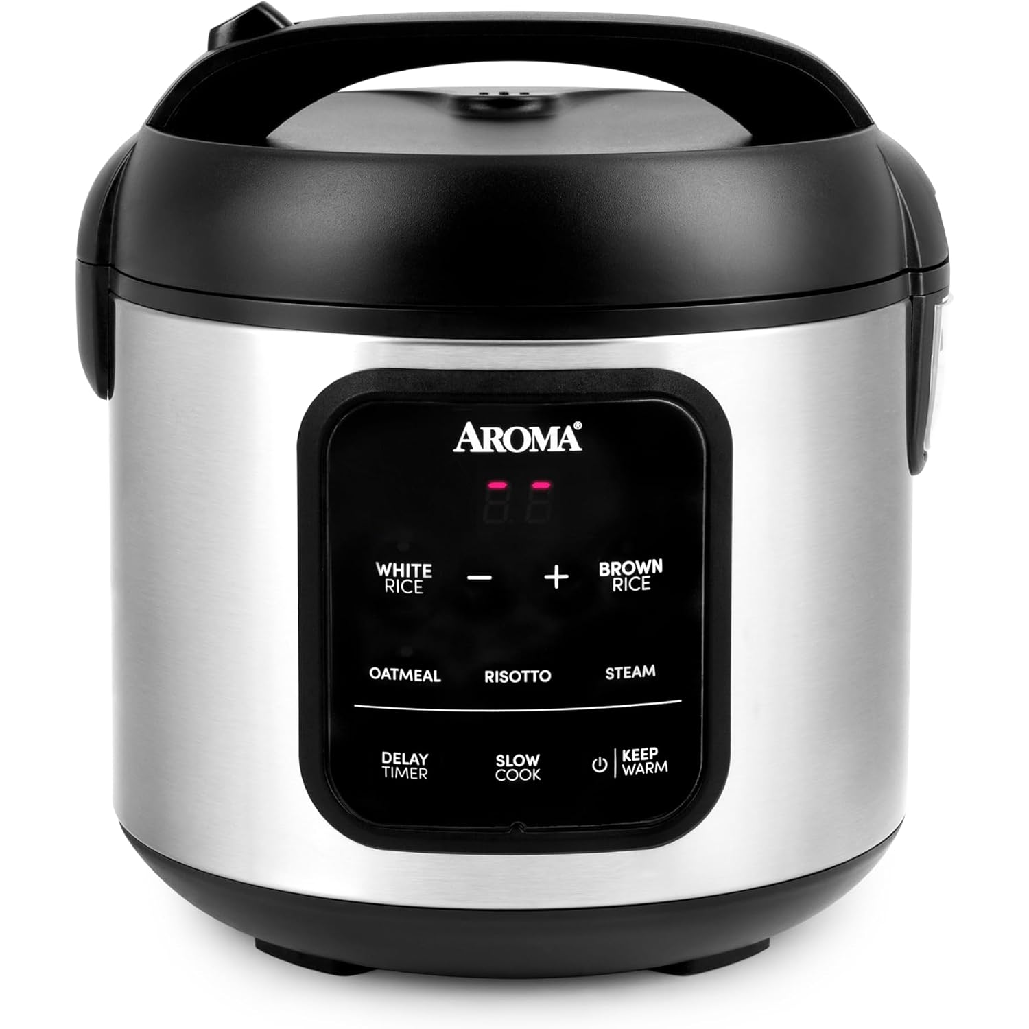 Aroma Digital Rice Cooker, 4-Cup (Uncooked) / 8-Cup (Cooked), 2 Qt, Steamer, Multicooker, Slow Cooker, Oatmeal Cooker, Auto Keep Warm, Stainless Steel Exterior