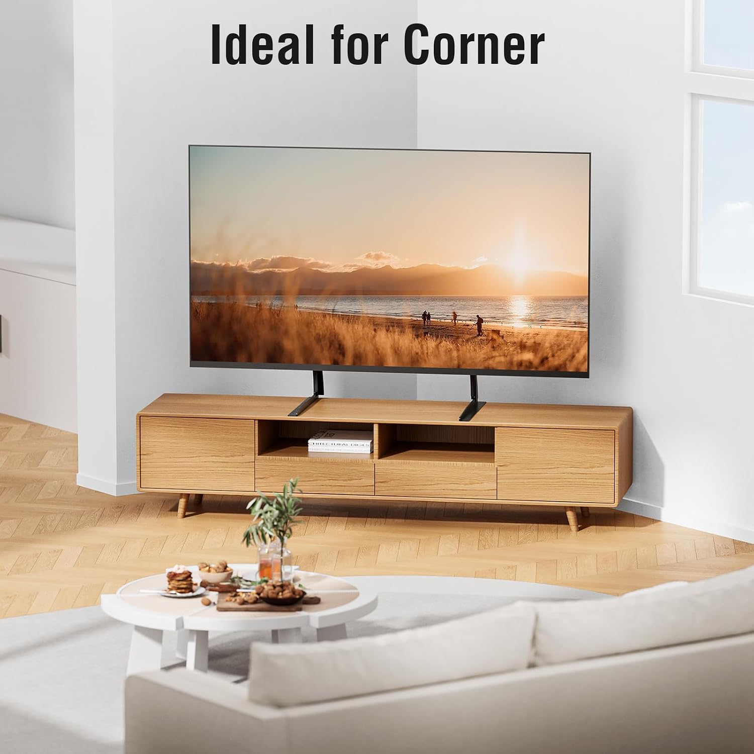Elived Universal Table Top Tv Stand For Most 27 To 55 Inch Lcd Led Plasma Flat/Curved Screen Tvs, Tv Base Height Adjustable Leg Stand, Replacement Tv Feet Holds Up To 88Lbs, Max Vesa 800X400Mm