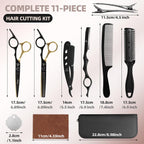 Professional Hair Cutting Shears, Haircut Scissors Kit With Thinning & Texturizing Scissors, Straight Shears For Salon Home Use Barber Black Gold