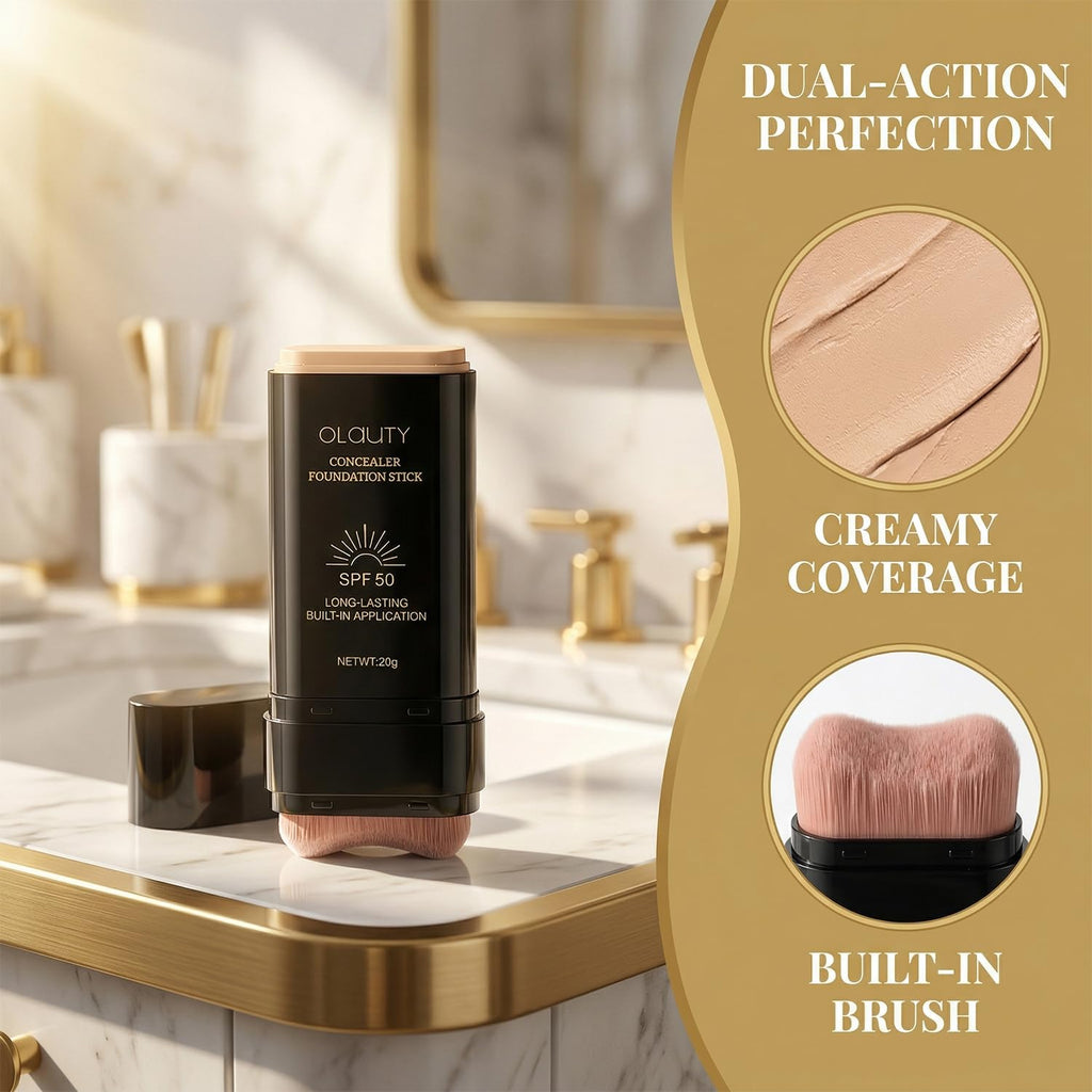 Foundation Stick, 2 in 1 Dual-Ended Long-Lasting Concealer Korean Foundation Stick, Full Coverage Foundation Makeup, Sunscreen Concealer Stick, Tattoo Cover Up Makeup, Matte Finish for Face (NATURAL)