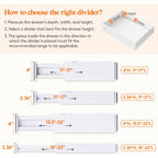 Lifewit 5 Pack Upgrade Drawer Dividers For Clothes, 4" High 11"-17" Adjustable Dresser Drawer Organizers, Expandable White Plastic Drawer Separators For Kitchen, Nursery, Office Organization & Storage