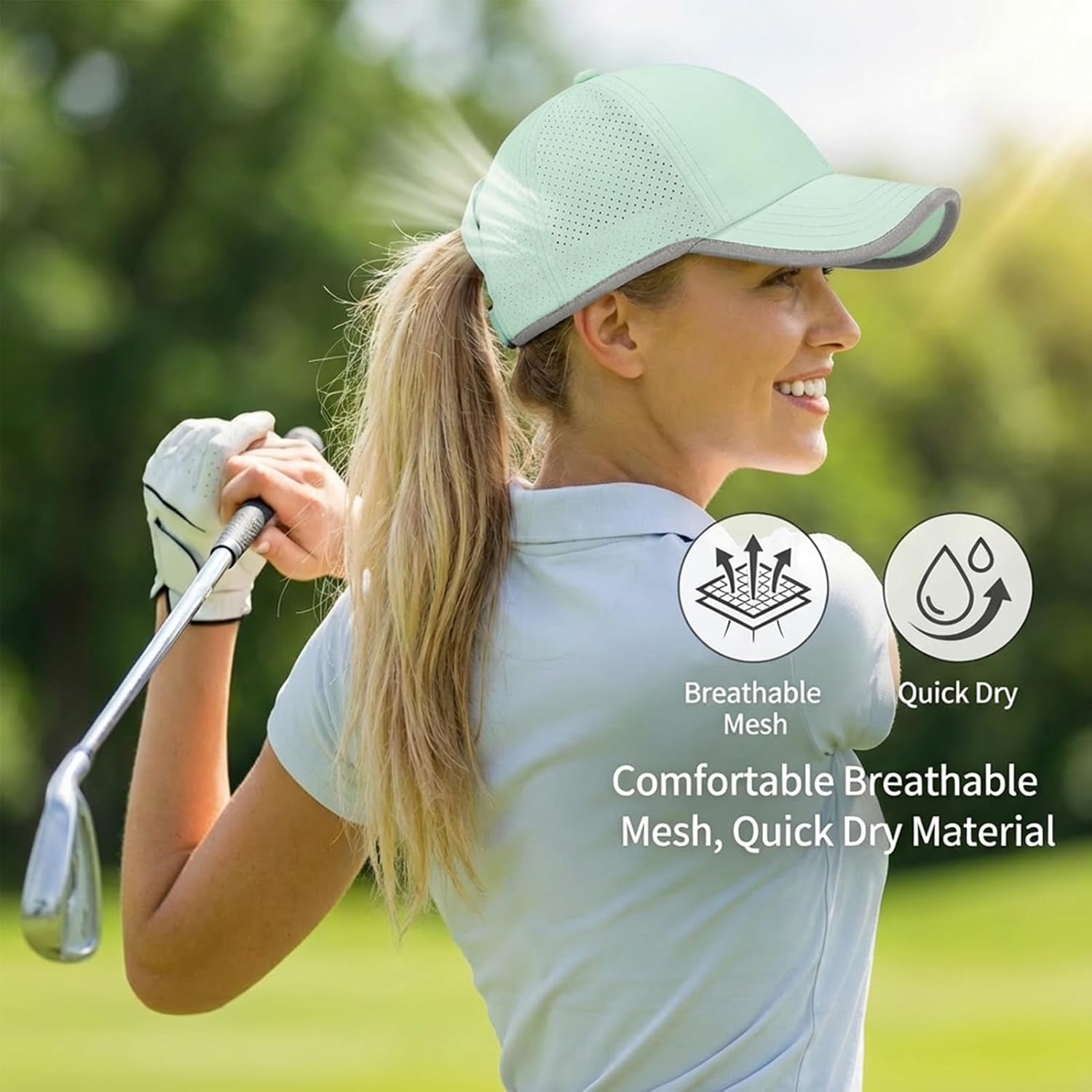 Women'S High Ponytail Baseball Cap, Criss Cross Ponytail Hat, Quick-Drying Sports Hat For Running, Golf, Hiking