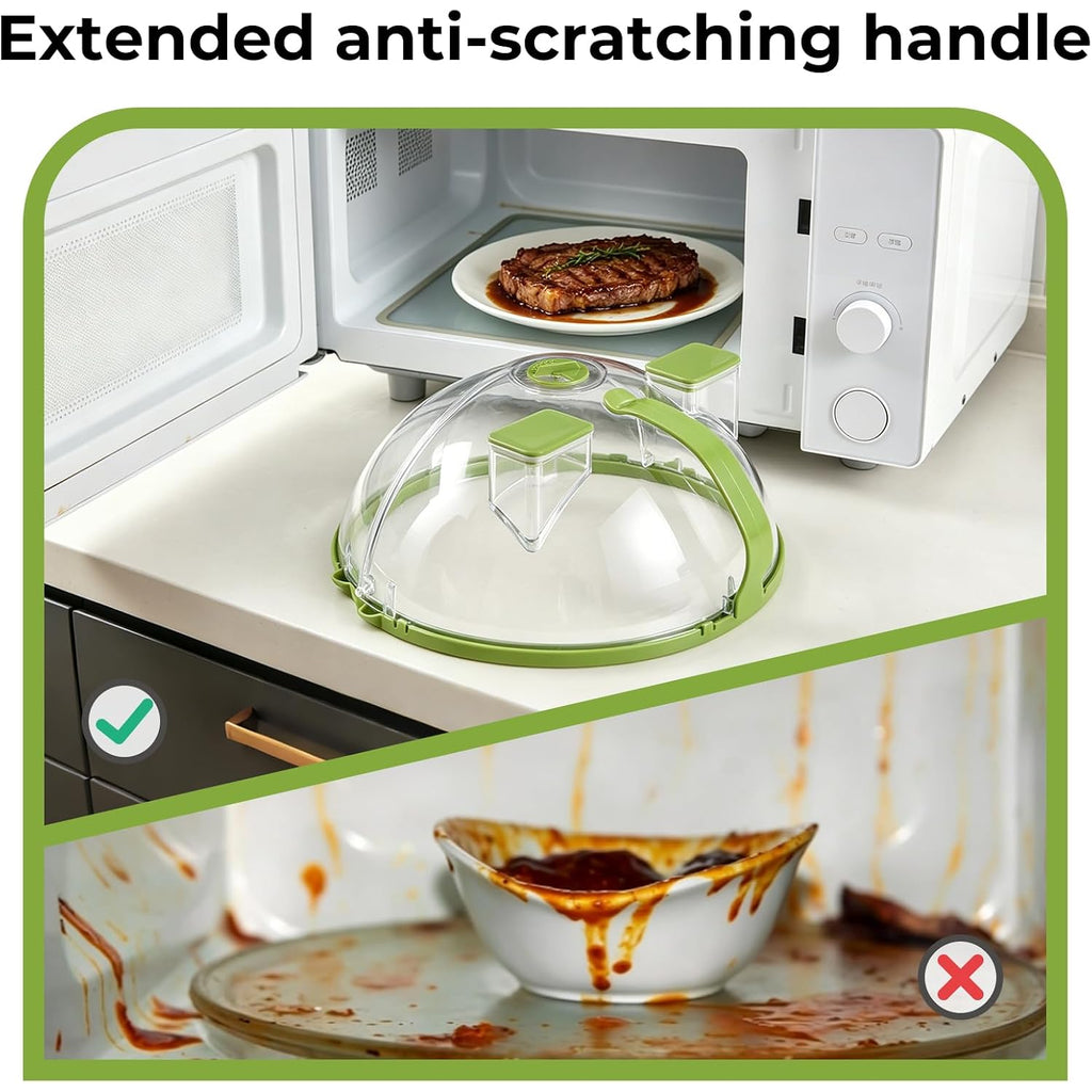 Uforu Microwave Splatter Cover With Water Steamer,Upgraded Foldable 10 Inch Microwave Cover For Food,Clear Plastic Plate Cover With Handle,Space-Saving Splatter Guard For Microwave