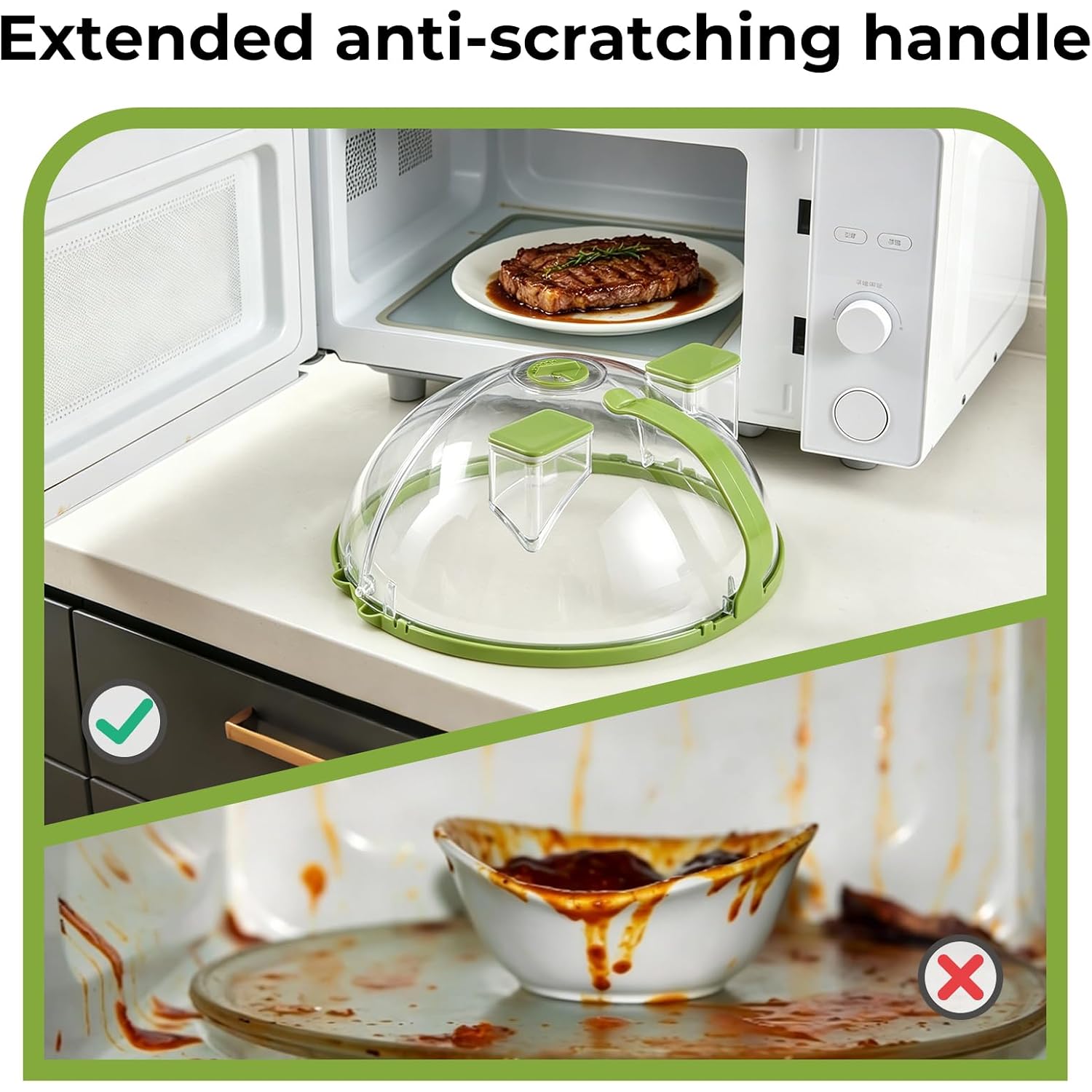 Uforu Microwave Splatter Cover With Water Steamer,Upgraded Foldable 10 Inch Microwave Cover For Food,Clear Plastic Plate Cover With Handle,Space-Saving Splatter Guard For Microwave