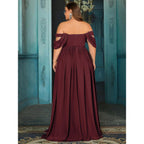 Women'S Daily Plus Size Dresses A Line Chiffon Wedding Guest Bridesmaid Maxi Dress Prom Evening Party Cocktail Gown