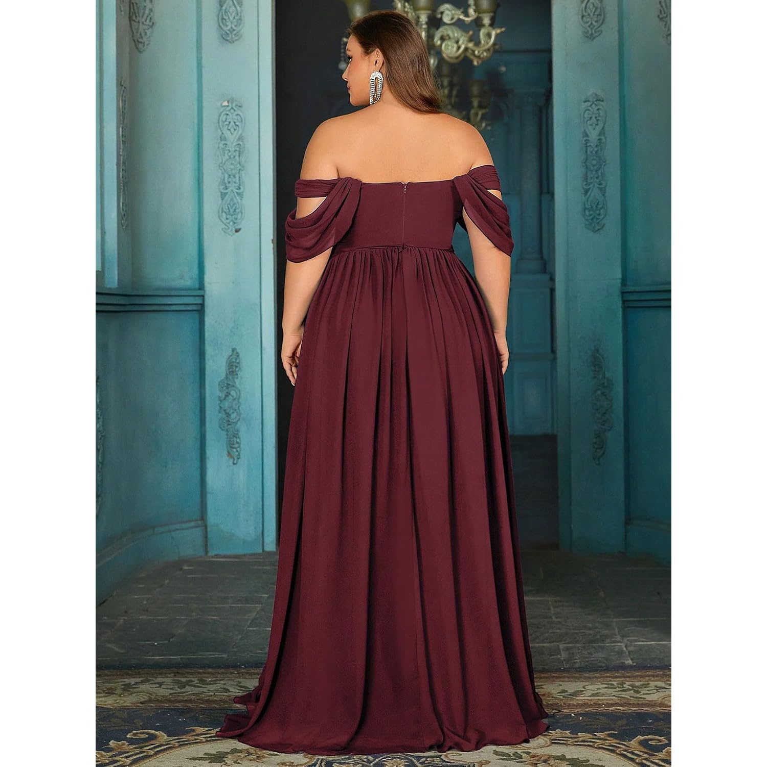 Women'S Daily Plus Size Dresses A Line Chiffon Wedding Guest Bridesmaid Maxi Dress Prom Evening Party Cocktail Gown