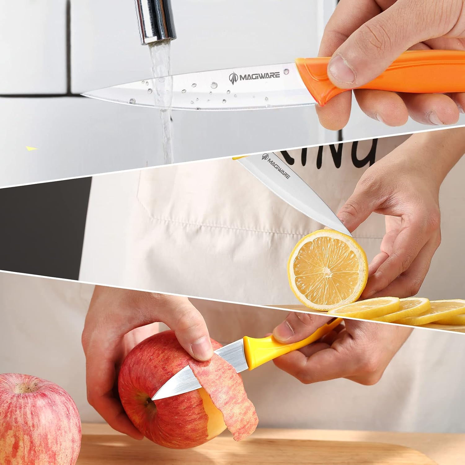 Magiware Paring Knife, 8Pcs Paring Knife Set With Cover, Small Kitchen Vegetable Fruit Knives, 3.5 Inch Ultra Sharp Pp Handle