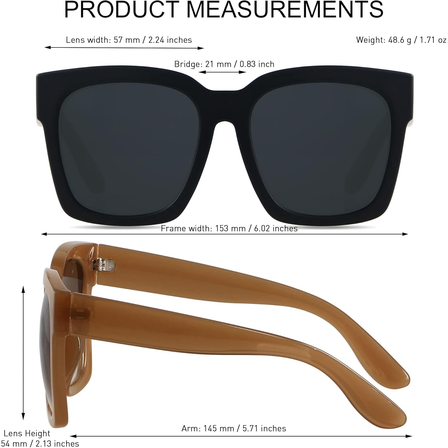ANDWOOD Oversized Sunglasses for Women Big Large Square Wide Frame Shades Retro Trendy Fashion UV Protection