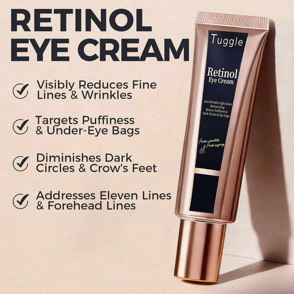 Retinol Under Eye Cream – Anti Aging Eye Cream For Puffiness And Bags Under Eyes & Wrinkles, Firming And Moisturizing, Gentle Formula For Men & Women To Reduce Dark Circles 0.7 Fl.Oz