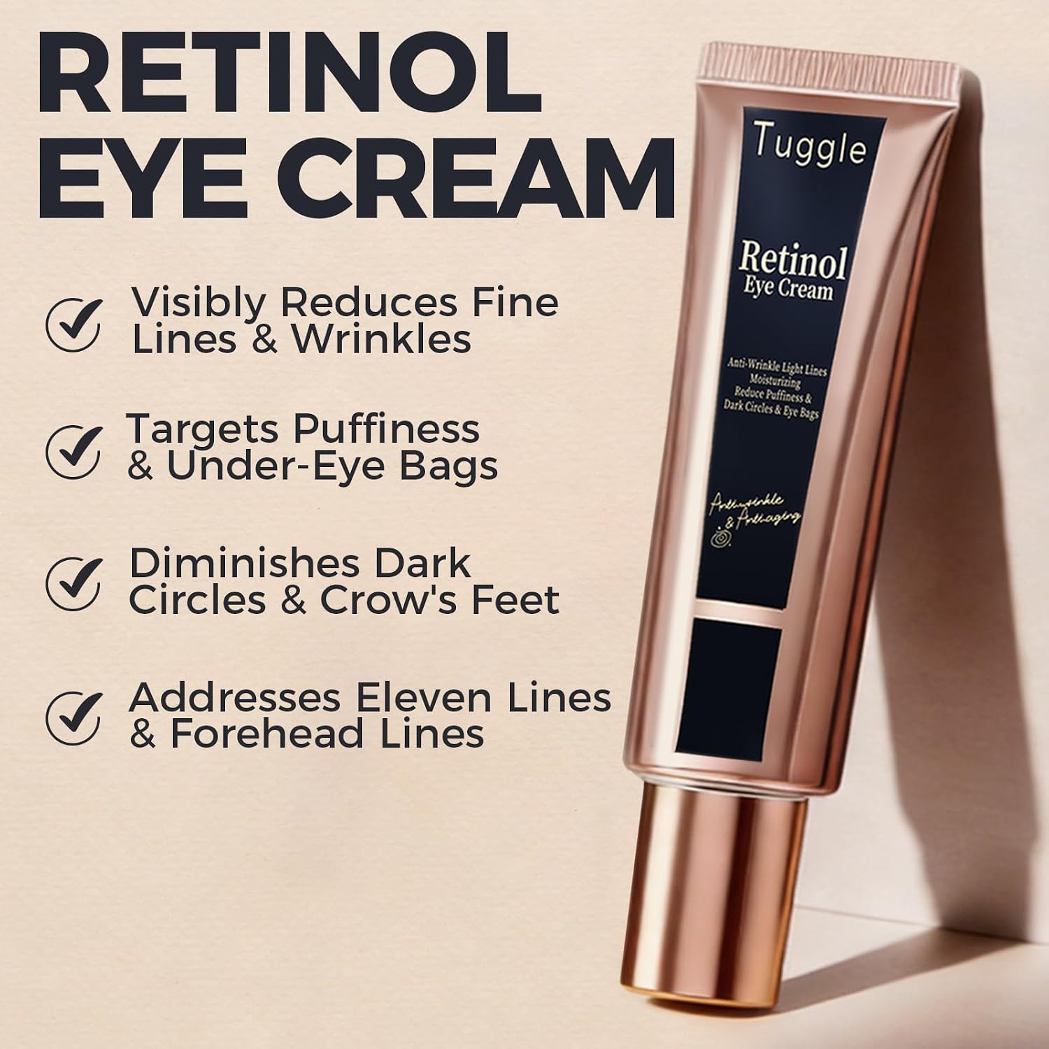 Retinol Under Eye Cream – Anti Aging Eye Cream For Puffiness And Bags Under Eyes & Wrinkles, Firming And Moisturizing, Gentle Formula For Men & Women To Reduce Dark Circles 0.7 Fl.Oz