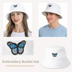 Zlyc Cotton Bucket Hats For Women Men Embroidered Packable Beach Hat Summer Travel Sun Cap For Daily Commute