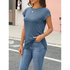 Women's Cap Sleeve T Shirts for Summer - Soft Stretchy Tops for Business Casual Shirts Everyday Wear