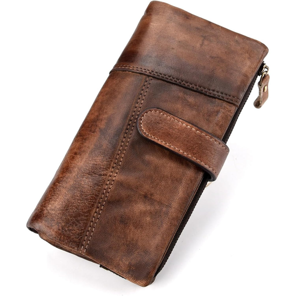 Genuine Leather Rfid Long Wallet For Women, Checkbook Card Holder | 18 Card Slots, Id Windows, Bill Pockets And Rfid Blocking Organize Cash, Cards, Receipts And Travel Documents