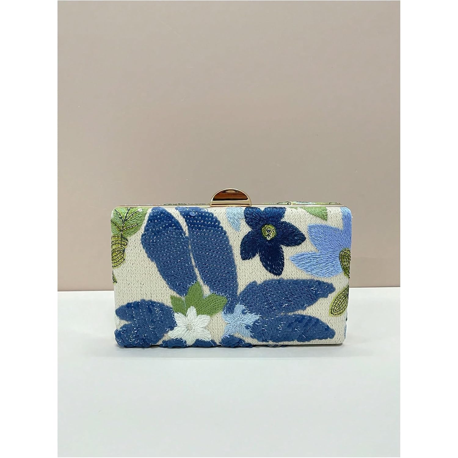 Women'S Sequin Floral Embroidery Evening Beaded Clutch Bags Elegant Mini Crossbody Purses Wedding Party Bag