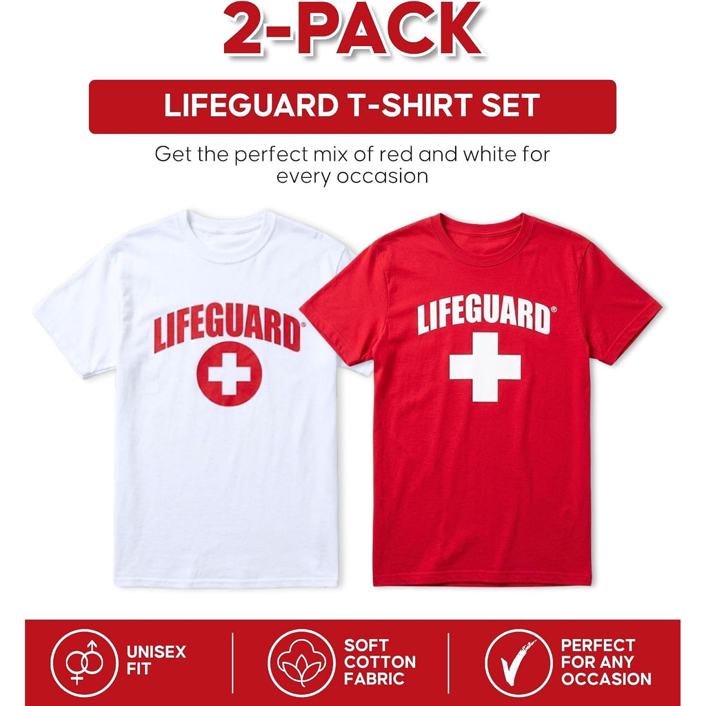 Lifeguard Officially Licensed 2-Pack Short Sleeve Crew Neck T-Shirt For Men Women Unisex Tee