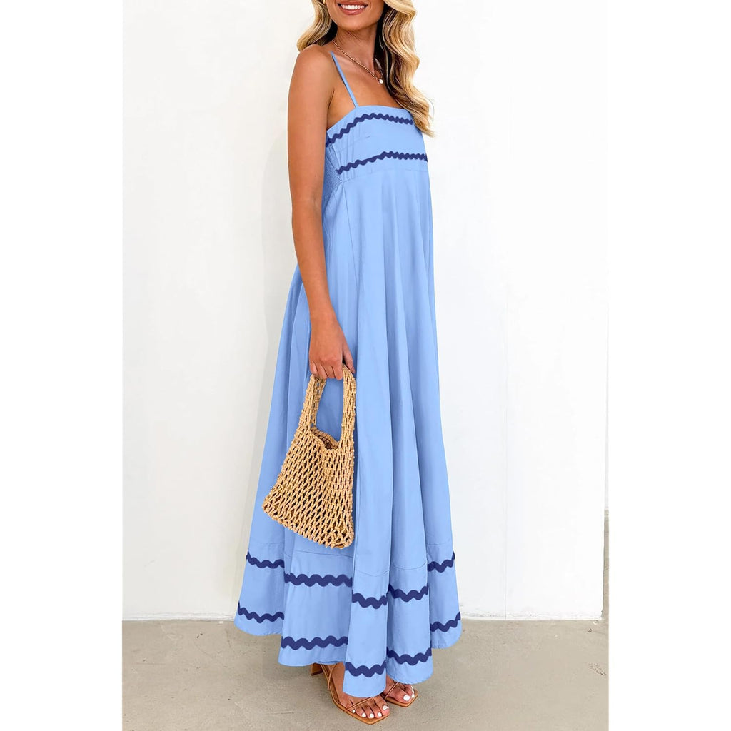 Prettygarden Women'S 2026 Summer Flowy Maxi Dress Casual Sleeveless Spaghetti Strap Ruffle Beach Long Dresses