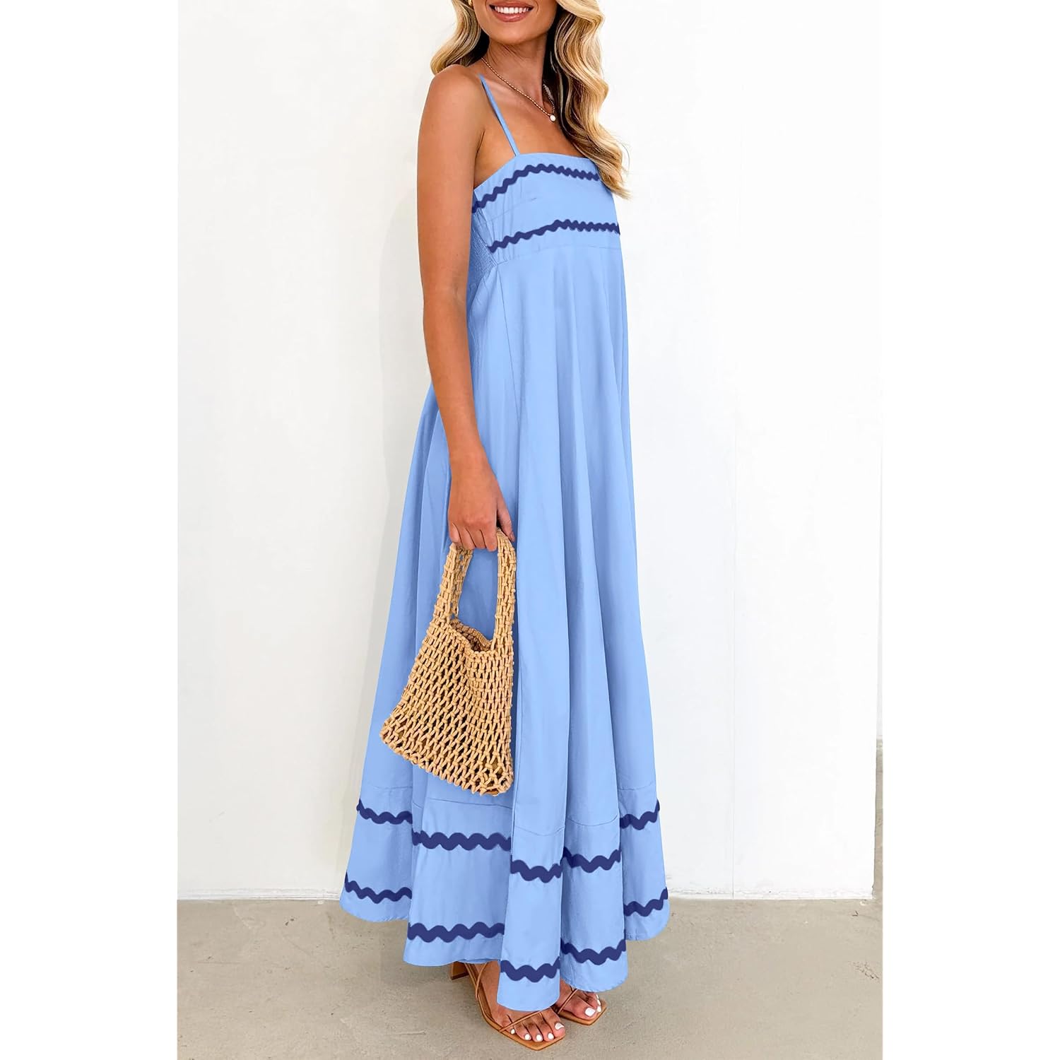 Prettygarden Women'S 2026 Summer Flowy Maxi Dress Casual Sleeveless Spaghetti Strap Ruffle Beach Long Dresses
