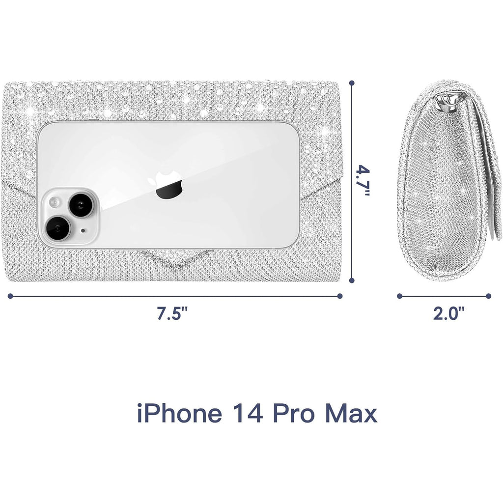 Clutch Purses For Women Rhinestone Evening Bags Crossbody Envelope Handbags For Wedding Cocktail Prom Party
