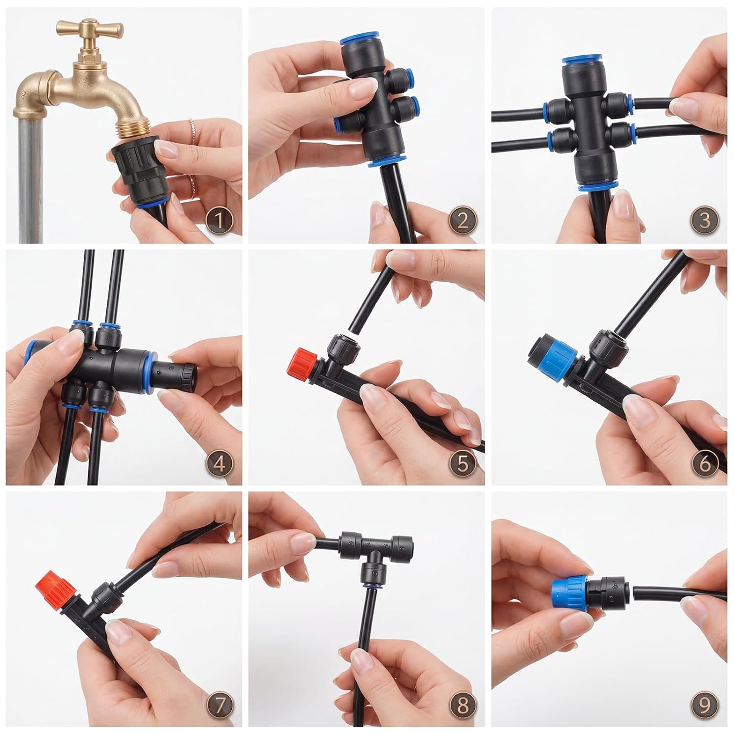 Drip Irrigation System 230Ft Quick-Connect Drip Irrigation Kit With 1/4 Inch 1/2 Inch Irrigation Tubing Hose And Accessories For Lawn Raised Bed Greenhouse Plant Watering System