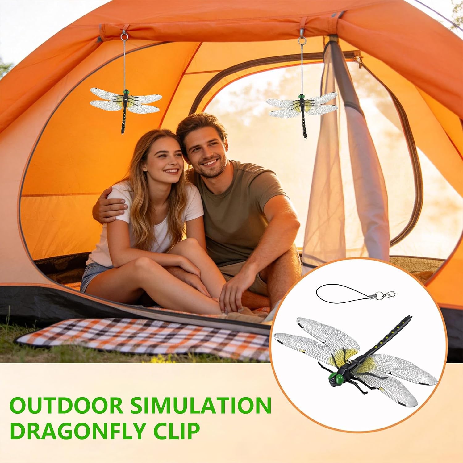 12Pcs Dragonfly Clip, 3D Outdoor Dragonfly Decor Clip, Dragonfly Bug Repellent For Garden Decor And Hat, Outdoor Decoration Yard Ornaments