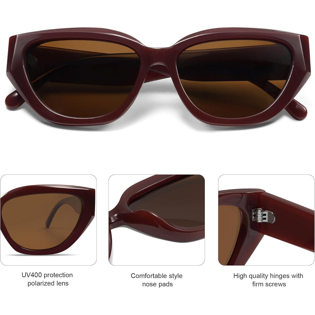 SOJOS Trendy Cute Cat Eye Polarized Sunglasses for Women Fashion Cateye Womens Sunnies SJ2237