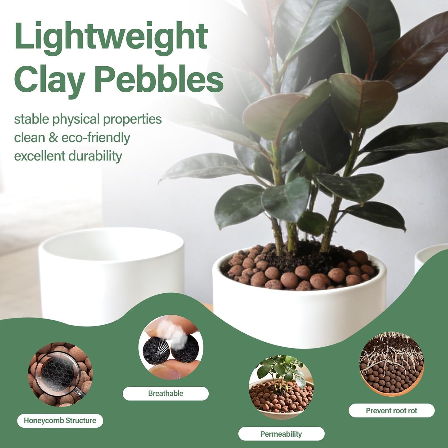 2Lb Leca Clay Pebbles For Plants, 4-16Mm Hydro Balls For Drainage | Reusable, Ph-Neutral, Lightweight Expanded Clay Pebbles, Semi-Hydroponics Setups, Orchids, Succulents, Potted Plants
