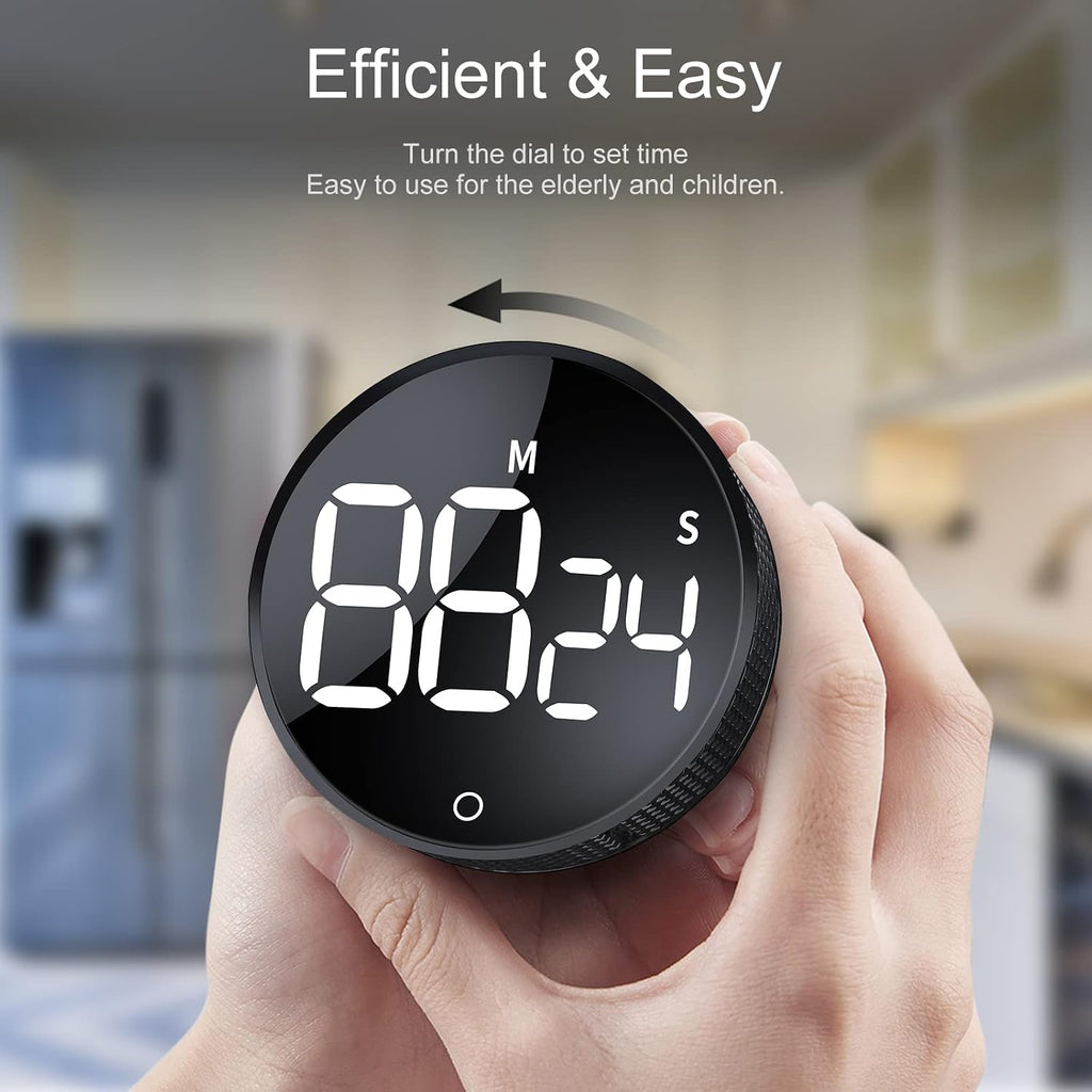 Avinia Digital Kitchen Timers, Visual Timers Large Led Display Magnetic Countdown Countup Timer For Classroom Cooking Fitness Baking Studying Teaching, Easy For Kids And Seniors Black