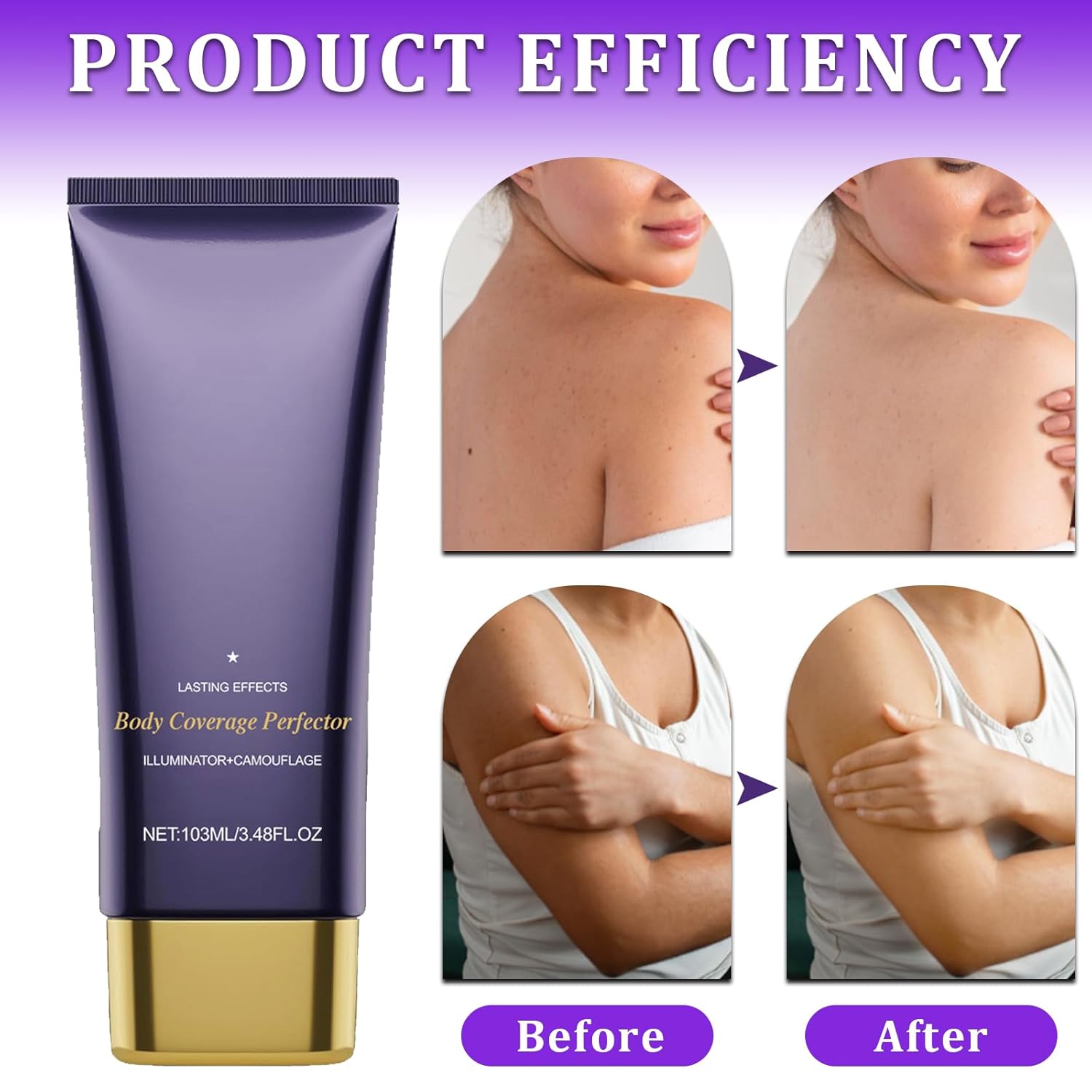 Body Makeup No Transfer with Brushes & Tattoo Concealer Patches, Leg & Body Coverage Perfector for Skin Imperfections, Uneven Tone