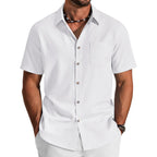 Coofandy Men'S Button Down Shirt Short Sleeve Cotton Casual Summer Shirts Beach Vacation Linen Shirts For Men