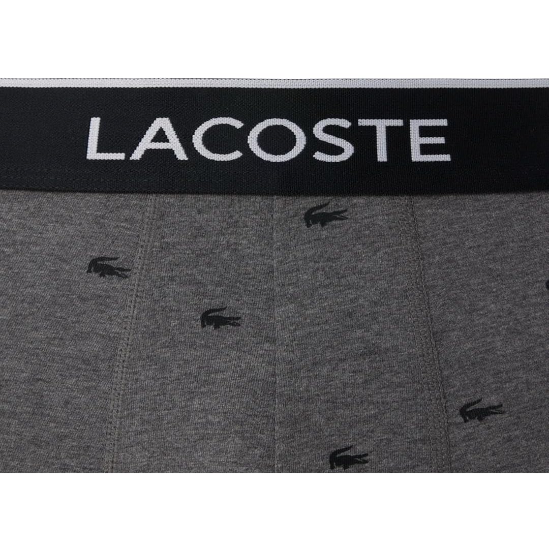 Lacoste Men'S Cotton Stretch Mini Croc Print Boxer Briefs, 3-Pack