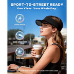 Transparent Sun Visor Hat for Women Men - UPF 50+ Clear Brim Adjustable Drawstring for Golf Tennis Pickleball