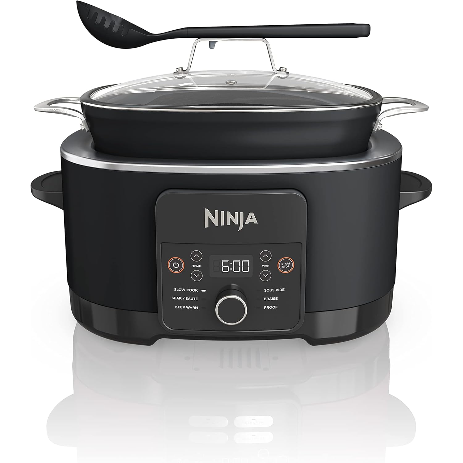 Ninja® 12-in-1 PossibleCooker™ PLUS | 8.5-qt - Sous Vide & Proof Multi-Cooker | Slow Cooker, Dutch Oven & More | Glass Lid & Integrated Spoon | Nonstick | Oven Safe Pot to 500°F | Black | MC1010