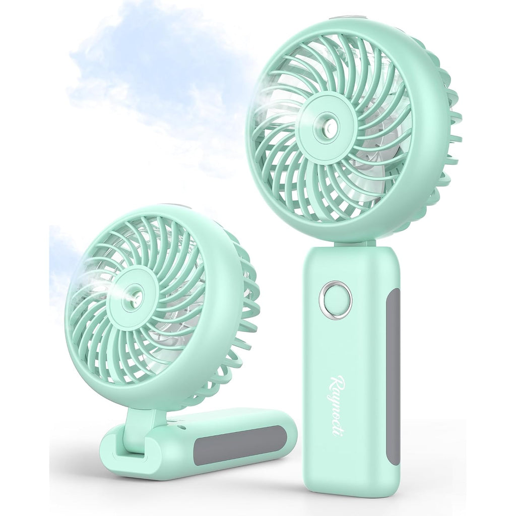 Handheld Misting Fan Portable, Small Personal Rechargeable Cooling Mister Fan Water Spray Mist, 3-Speed, 5-15 Hrs Runtime, 4000Mah Battery Operated For Travel Indoor Outdoor Hand Desk (Blue)